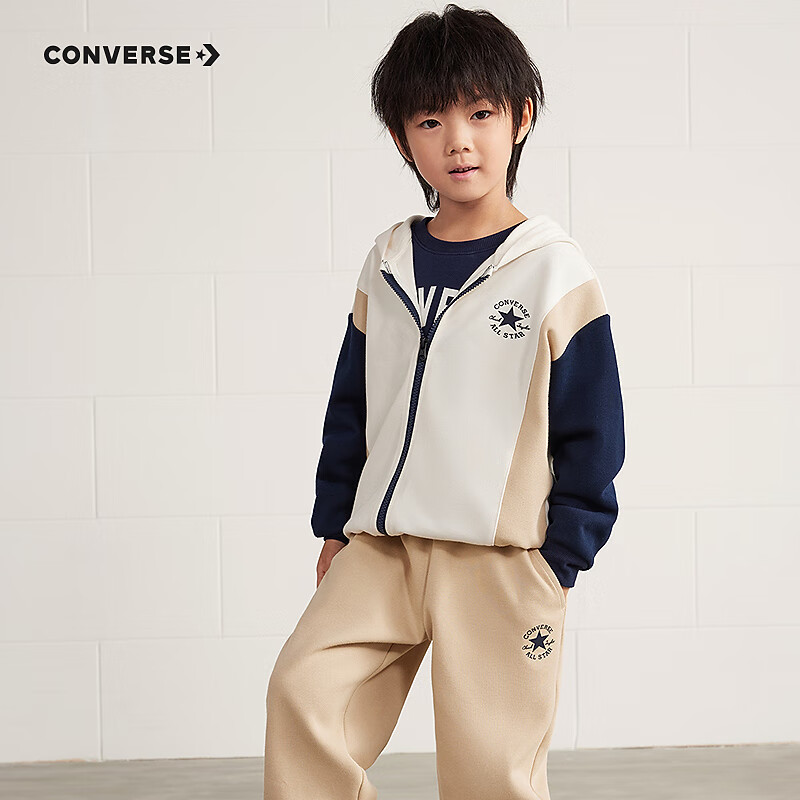 CONVERSE 匡威 儿童装男童套装2024秋季中大童外套裤子两件套潮 古典白 130/64（7） 券后379元