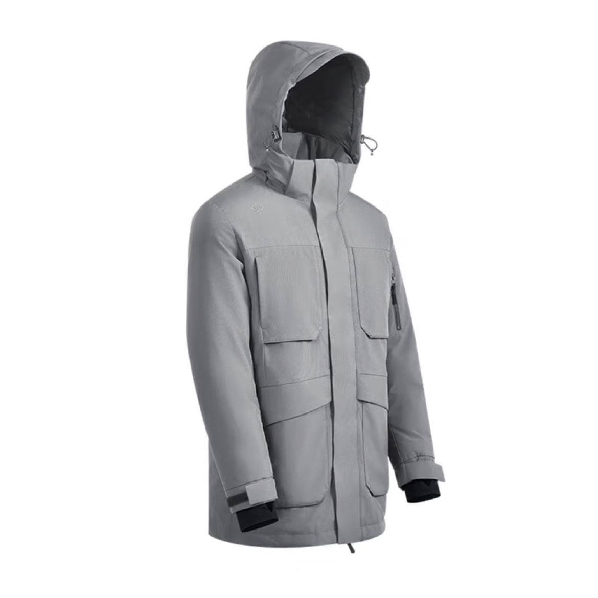 京东京造 冬季短款连帽滑雪羽绒服户外派克服加厚保暖外套男 灰色 L 365.01元(需领券)