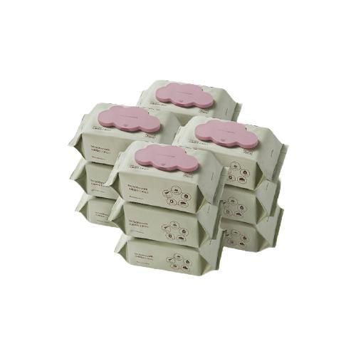 babycare 婴儿手口湿巾加厚擦脸带盖湿纸巾大包装6480紫盖湿巾80抽-12包(赠4小包婴儿棉柔巾) 105元