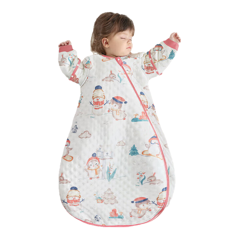 贝肽斯肽舒婴儿睡袋秋冬宝宝睡袋新生儿童防踢被纱布一体式睡衣服连体 【肽舒】春秋-空气棉层(17-25℃)企鹅 M码 建议身高65-85cm(0.9-2岁) ¥99