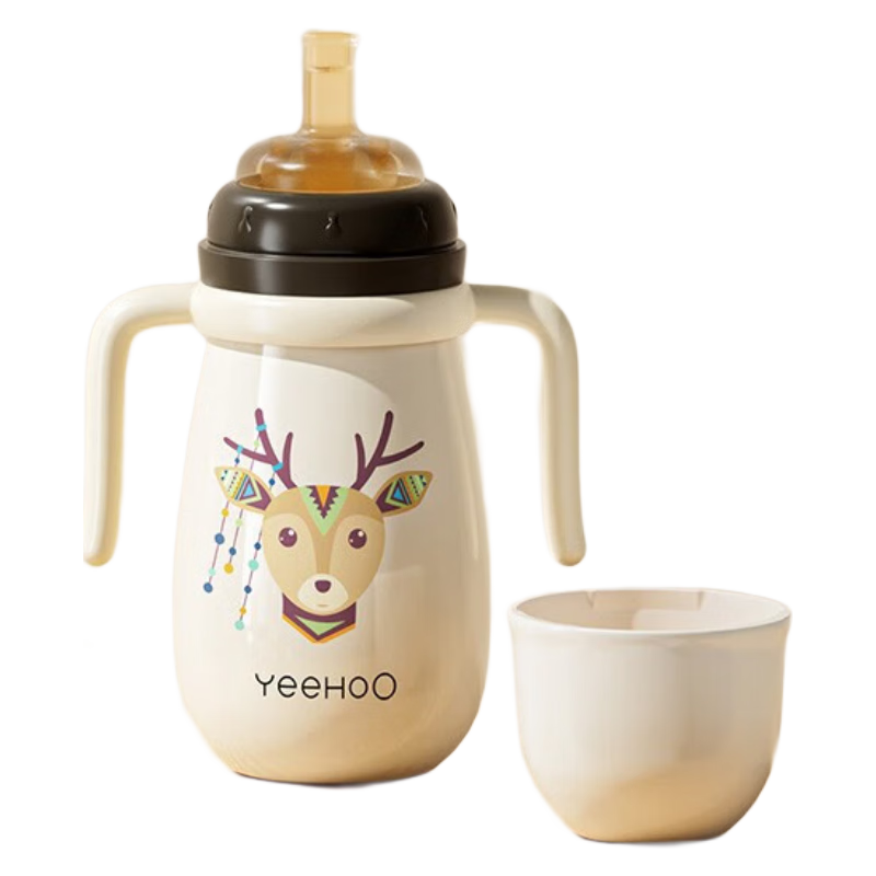 plus：英氏（YEEHOO）保温奶瓶 学饮杯 便携吸管水杯保温壶 （配三头） 69.19元