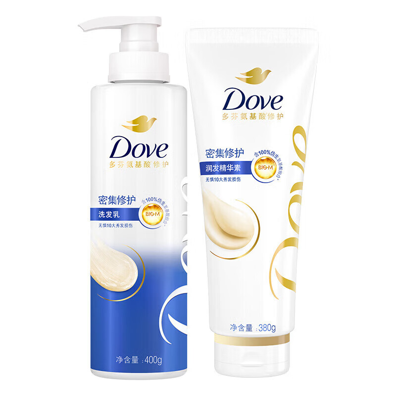 双11狂欢、plus会员：多芬 洗发水密集修护洗护装400g+380g *2件 43.3元（合21.65元/件、包邮）