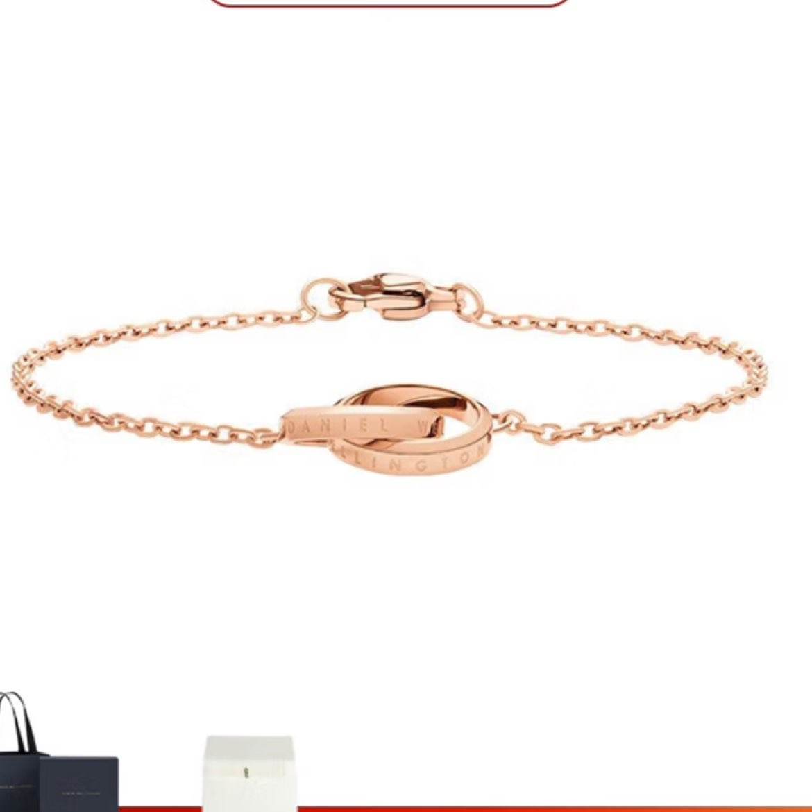 丹尼尔惠灵顿(DanielWellington) DW女简约双环手链 玫瑰金185mm  199元(需领券)