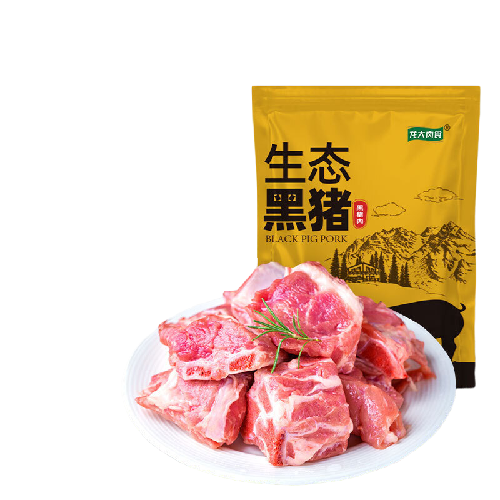 LONG DA 龙大 肉食 黑猪排骨800g 蓬莱生态黑猪生鲜免切猪排骨红烧烧烤煲汤低温解冻 29.2元（需买3件，需用券）