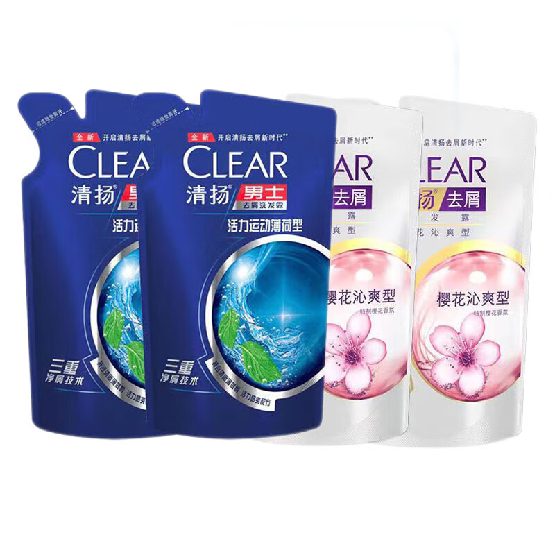 清扬 洗发露 樱花200g*2袋+活力运动200g*2袋 共4袋 18.53元(需领券)