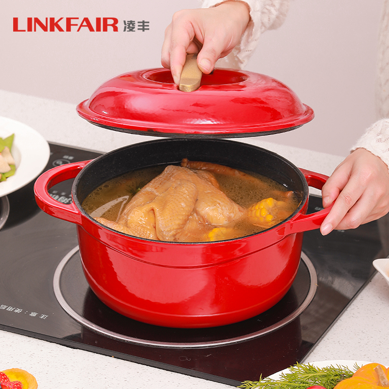 今日必买：LINKFAIR 凌丰 珐琅铸铁炖锅 28cm 99元（需凑单，共102.07元，双重优惠）