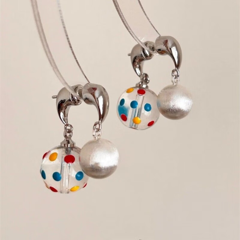 KOSE 高丝 法式简约彩色波点小球耳钉2024新款气质个性小众显白设计感耳钉女 ¥23.9