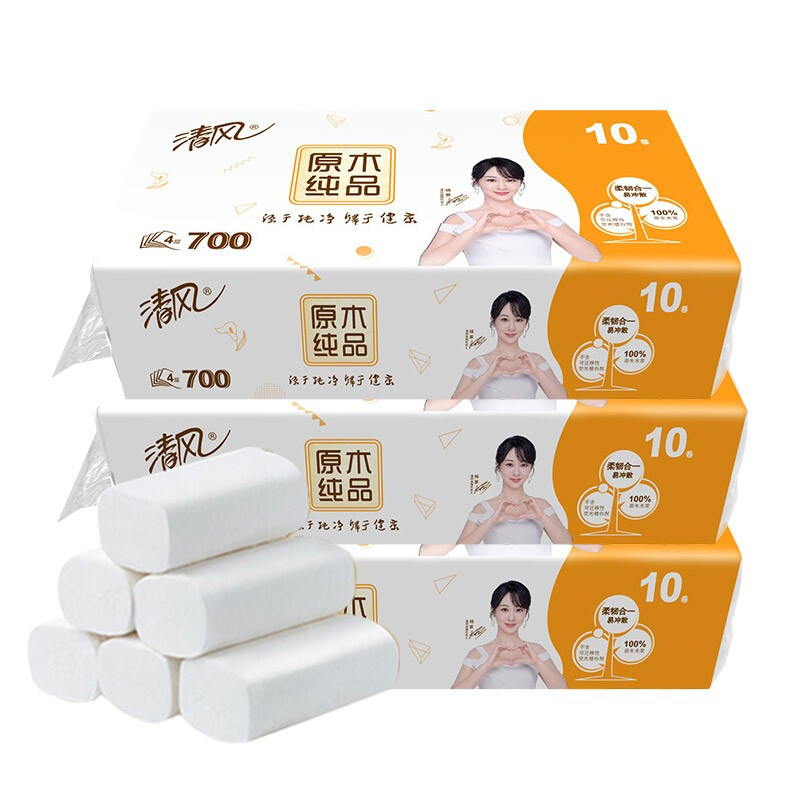 Breeze 清风 原木纯品系列 卷纸 4层70g30卷 券后16.41元