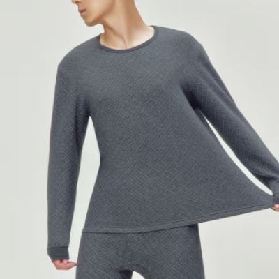 THREEGUN 三枪 保暖内衣男套装冬季三层夹棉40支 钴蓝男 67.33元(需领券)