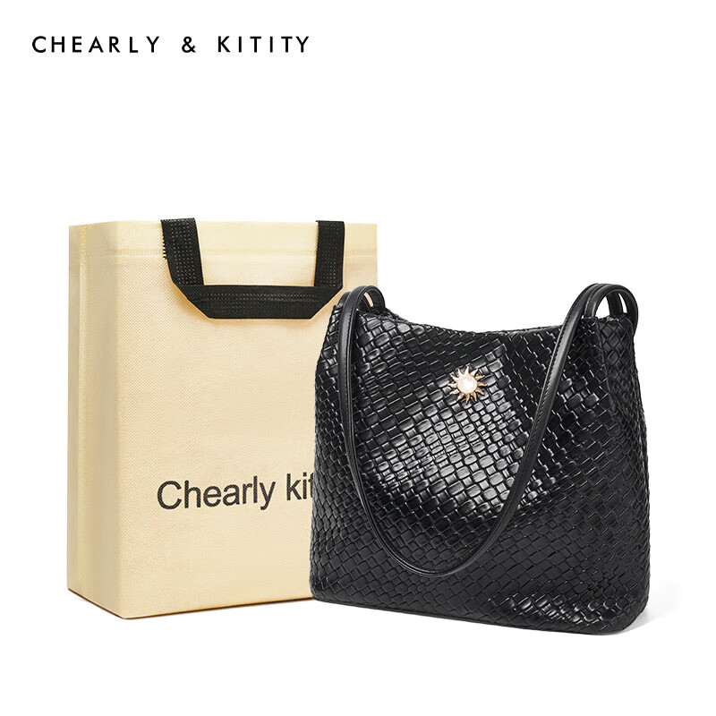 Chearly kitity 包包女包新潮托特包通勤单肩包大容量 经典黑 券后69元