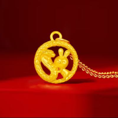 Letrange 999足金蛇盘兔吊坠 蛇本命年送女友新年礼物  250.3元（需凑单）