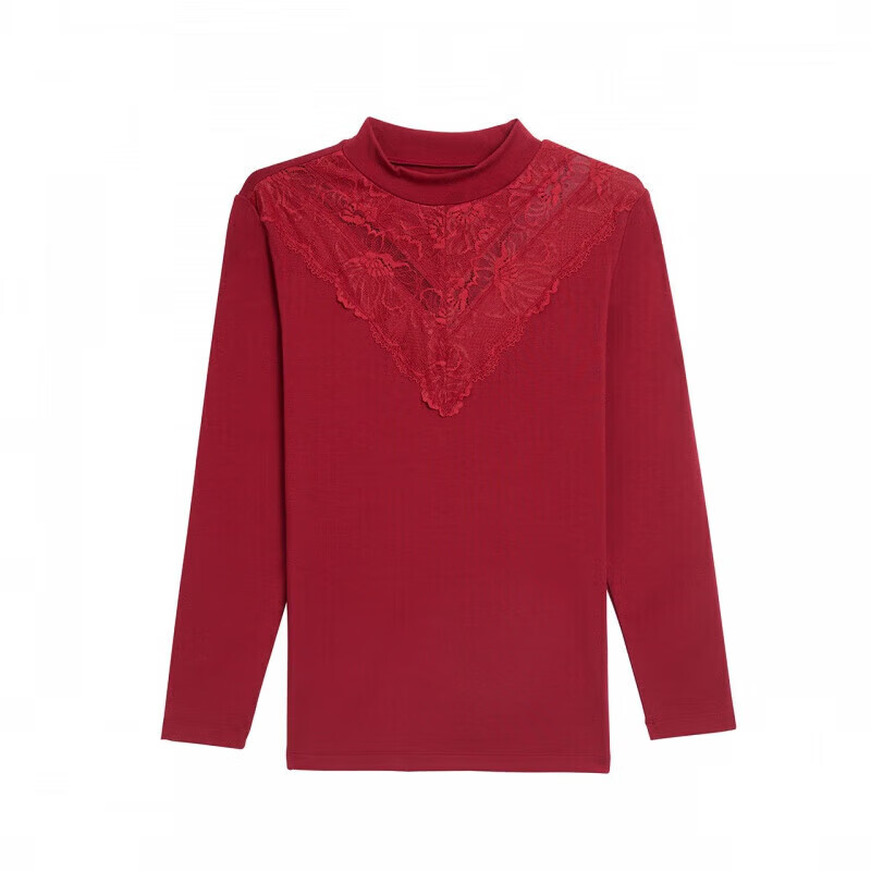 Ordifen 欧迪芬 打底上衣女德绒保暖内衣蓄热莫代尔精致蕾丝秋衣长袖 殷红色 XW1507/XW1518 M 19.5元（需买2件，需用券）