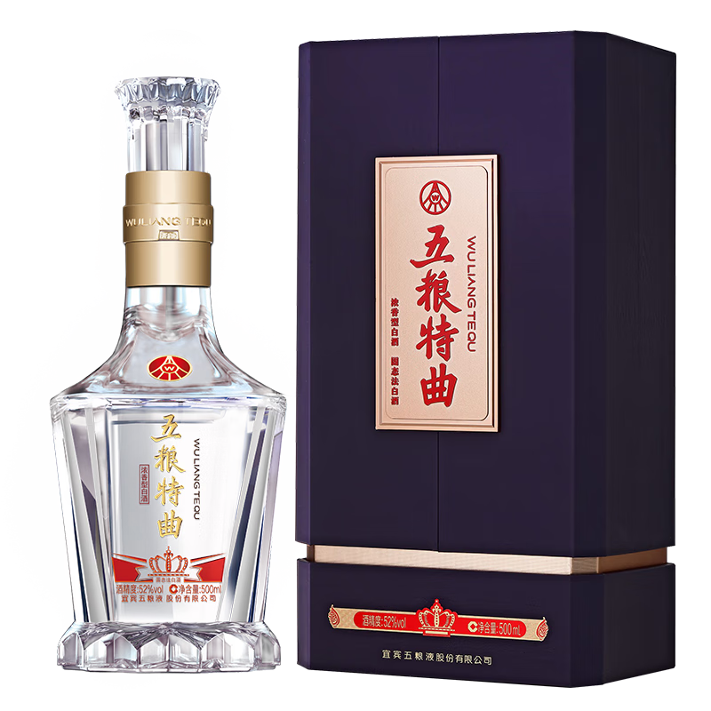 再降价、plus会员:五粮液股份 五粮特曲 紫金花开 浓香型白酒 52度 500ml 单瓶装 1085.44元(合271.36元/件)