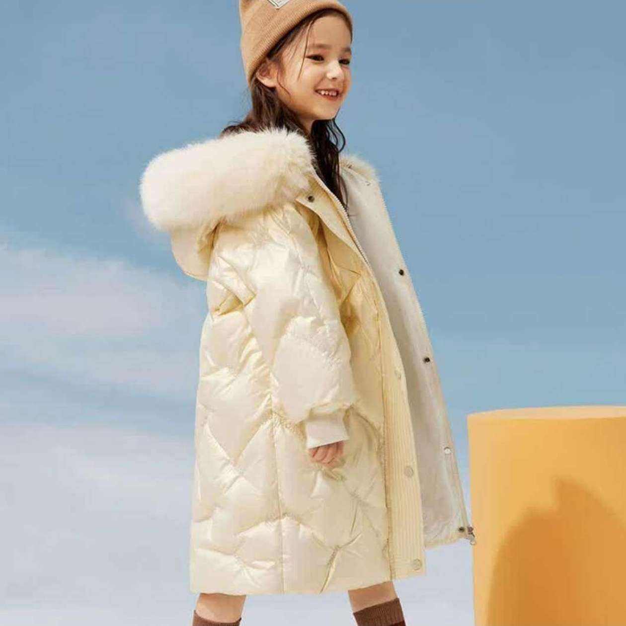 鸭鸭 儿童中长款 加厚毛领羽绒服 任选1件 139元(需领券)