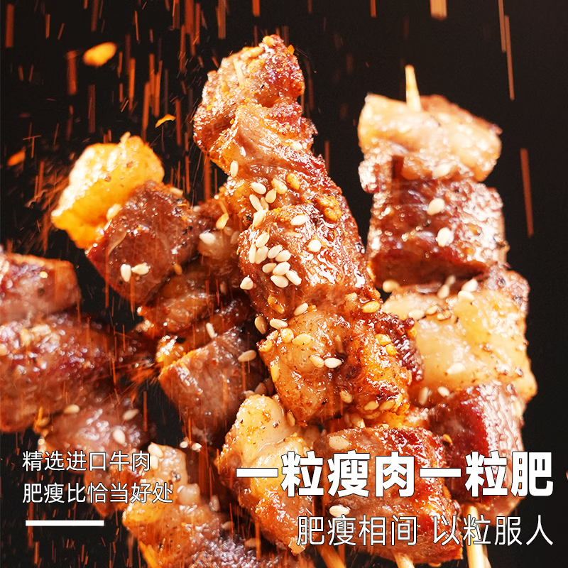 鸿亮 牛肉串100串腌制入味露营烧烤烤肉家庭户外空气炸锅食材240g*5包 49.9元（99.8元/2件）