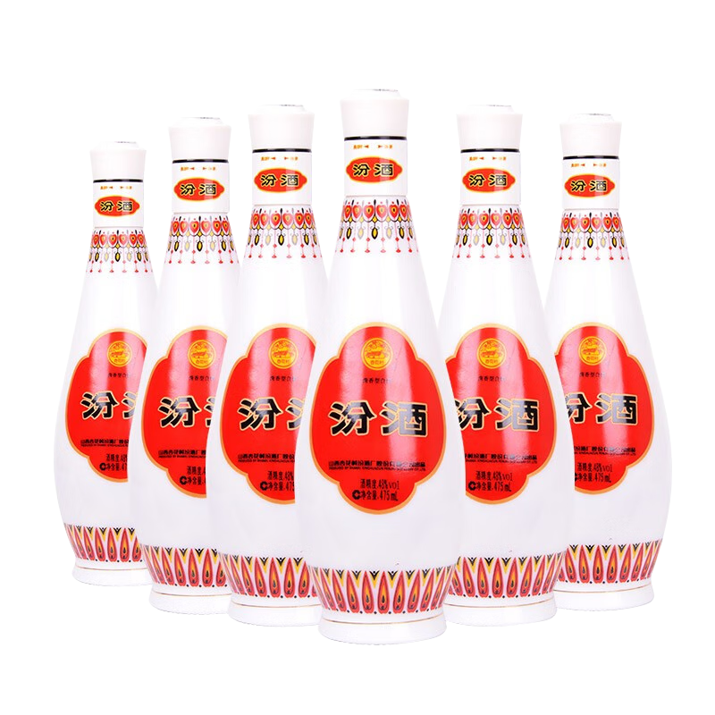 plus会员：汾酒 乳玻汾 清香型白酒 48度 475ml *6瓶  317.64元包邮（直播间抢券低至277.64元）