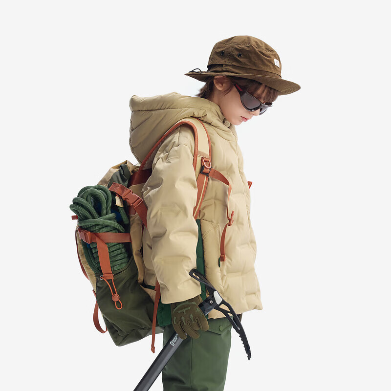 马骑顿 儿童羽绒服男童2024冬连帽保暖中大童上衣 卡其 160 券后256.56元