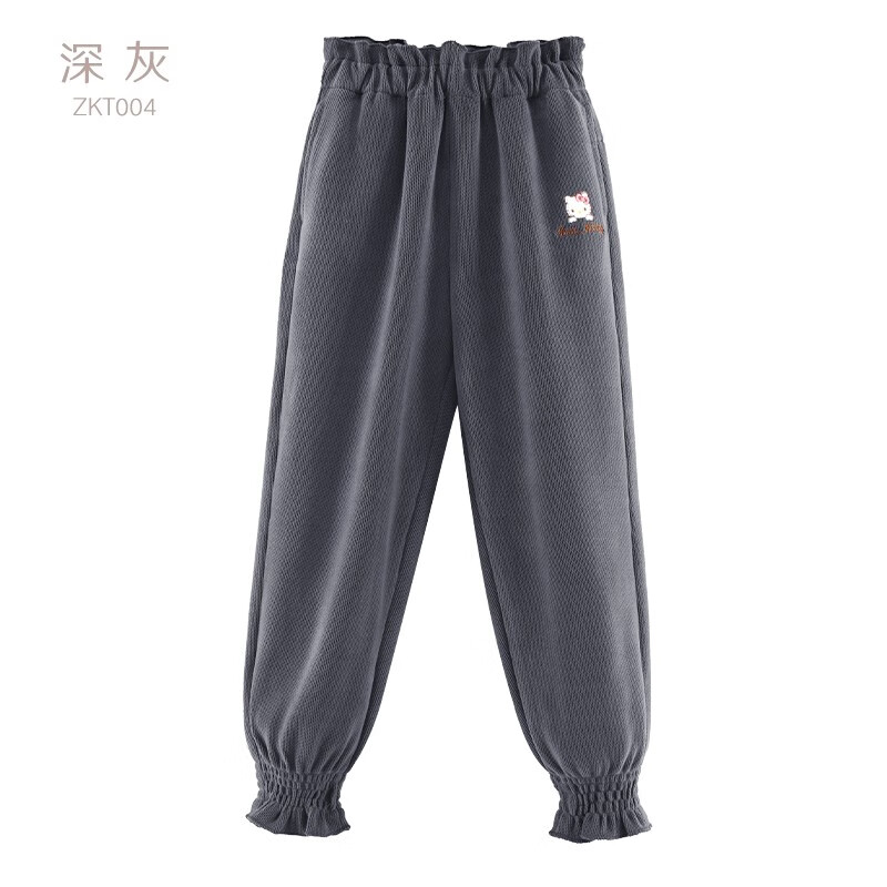 Hello Kitty 女童裤子2024春秋装儿童运动裤中大童休闲裤洋气童装卫裤长裤 深灰色 25元