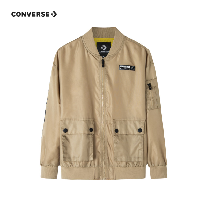 匡威 儿童装男童外套春秋款时尚大童潮牌夹克4-16岁工装男长袖上衣 咖啡棕 89.04元