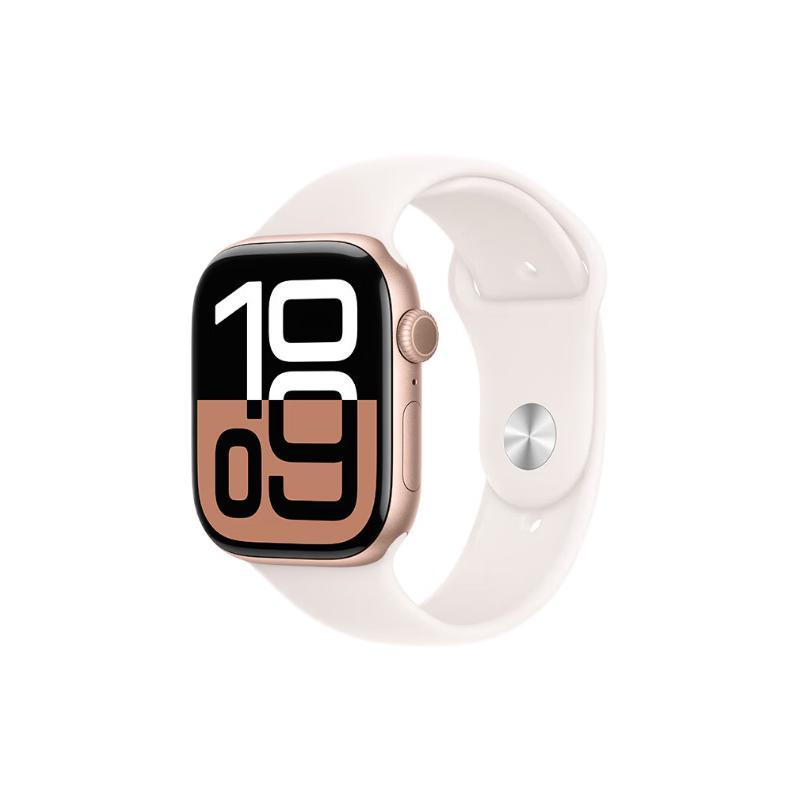 苹果 Apple Watch Series 10 智能手表 GPS+蜂窝网络款 46mm 玫瑰金色 淡桃粉色橡胶表带 S/M 券后2979.01元
