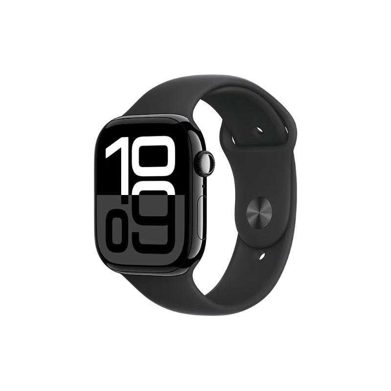 苹果 Apple Watch Series 10 智能手表GPS+蜂窝款46毫米亮黑色铝金属表壳黑色运动型表带S/M MWYJ3CH/B 券后2979.01元