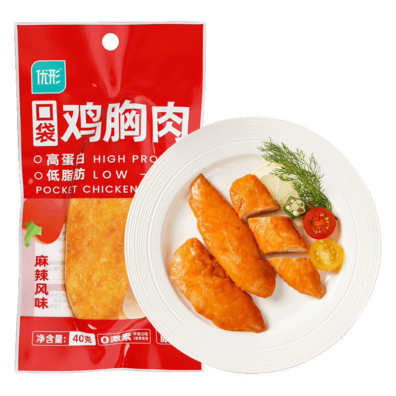 优形 常温低脂鸡胸肉无淀粉级鸡肉肠办公室零食 麻辣味鸡胸肉*1袋 40g 10.99元