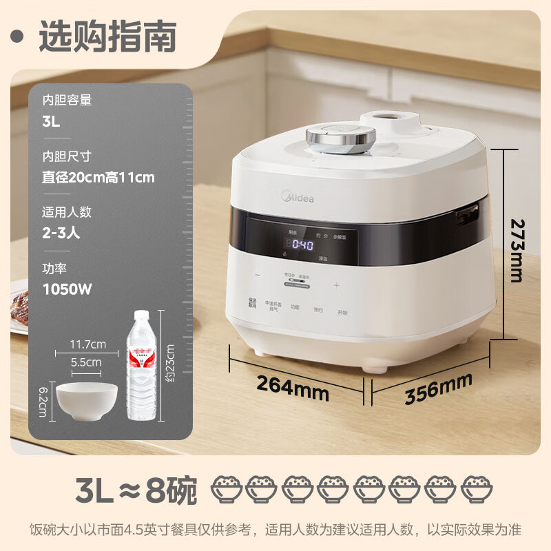 国家补贴：美的 MB-G1R 赤炎电压力饭煲 3升 527.48元（双重优惠）