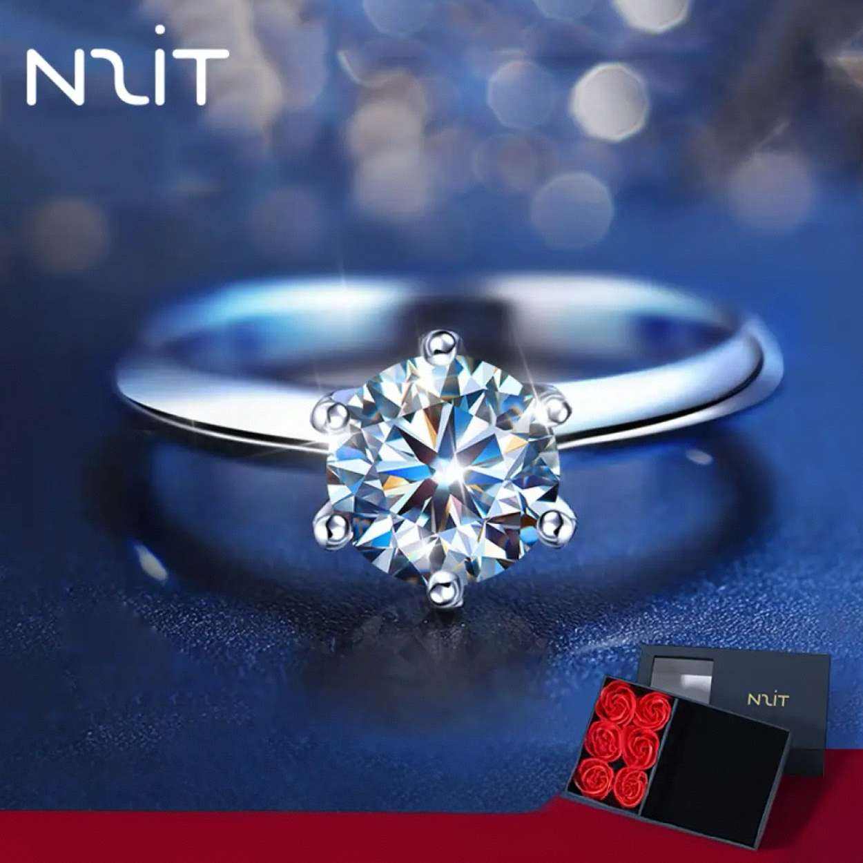 N2IT 莫桑石戒指S925 玫瑰花 99元(需领券)