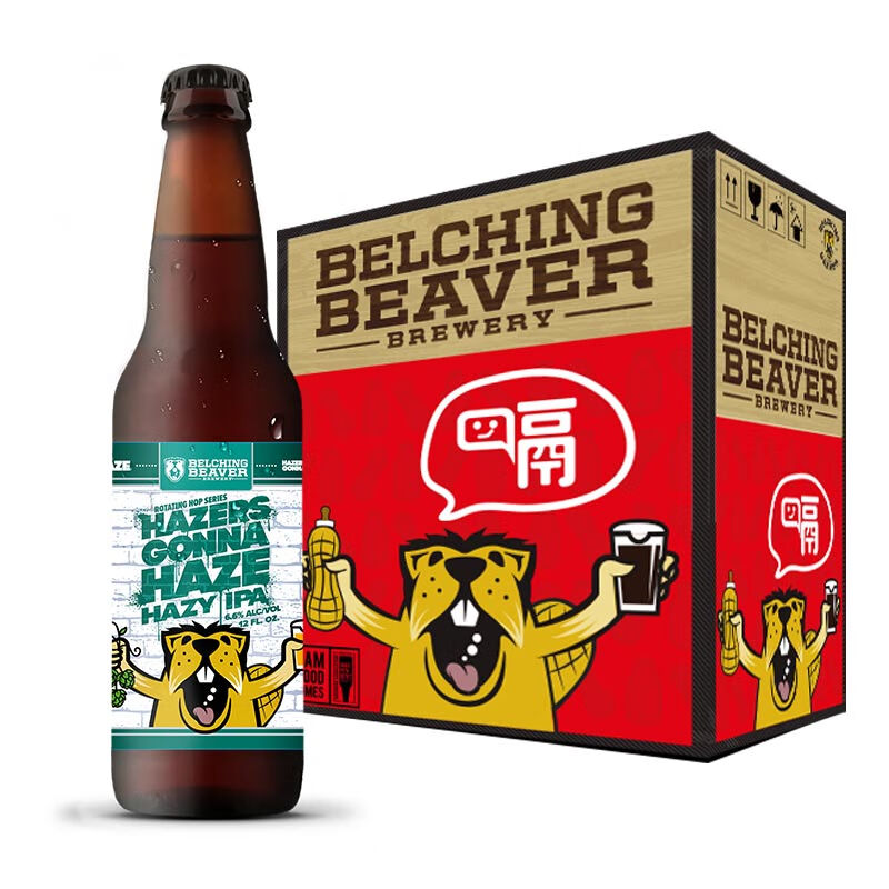 限7号：Belching Beaver 打嗝海狸 浑浊代言人 美国进口 IPA啤酒 355ml*6瓶 礼盒装 101.91元 包邮（需领券）