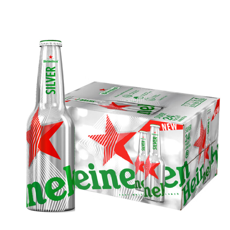 喜力 星银铝瓶啤酒 330ml*24瓶整箱装 券后263元