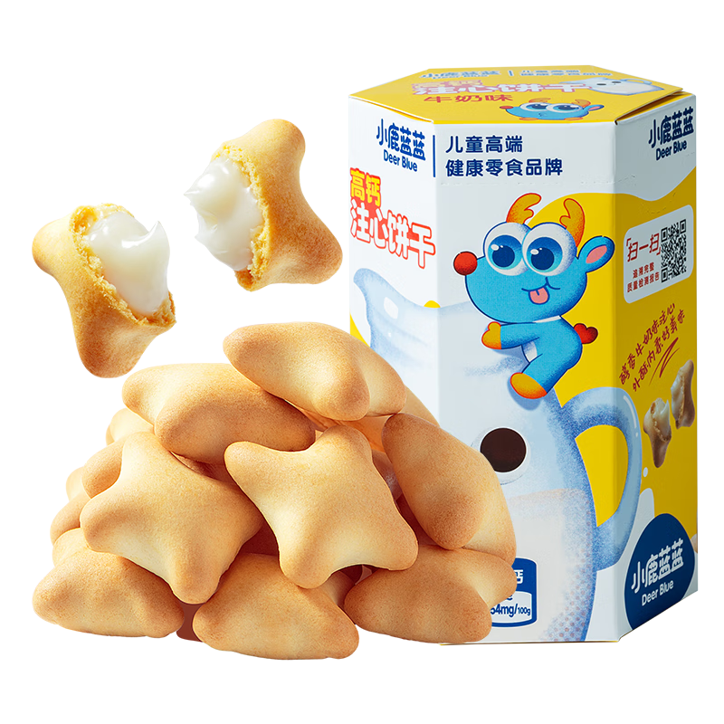小鹿蓝蓝 高钙DHA注心饼干/牛奶味/60g 宝宝儿童高钙注心饼干0反式脂肪酸 9.9元(需试用)