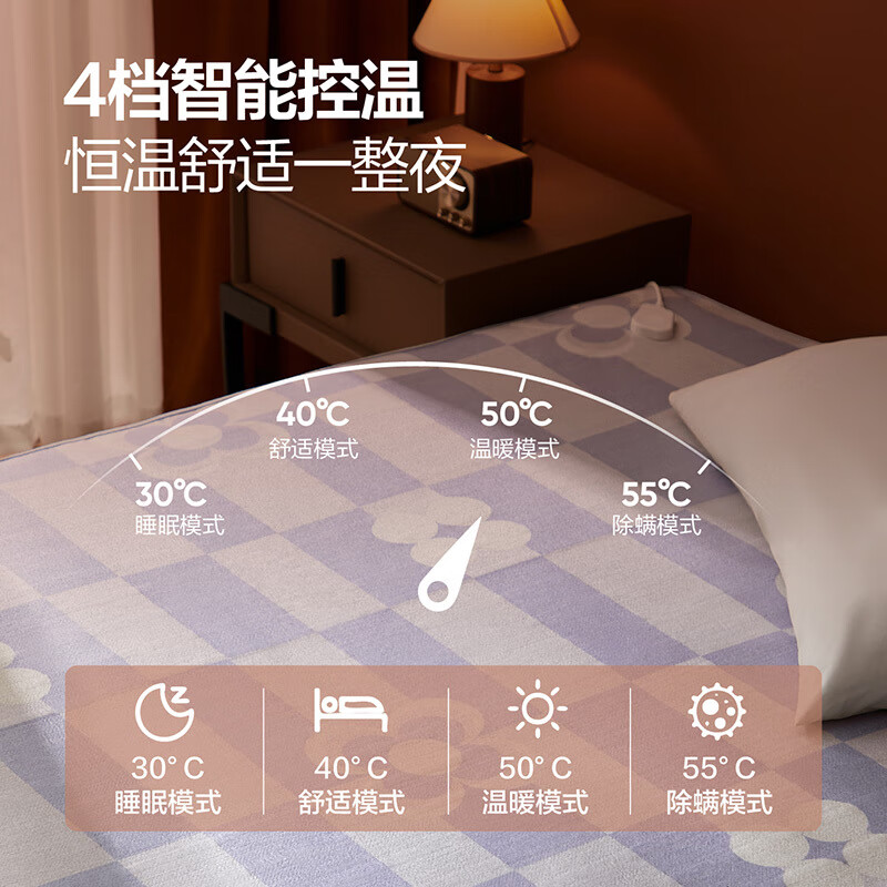 网易严选 双区双控四档可折叠电热毯 3C认证断电保护 1.8*1.5m 券后109.27元