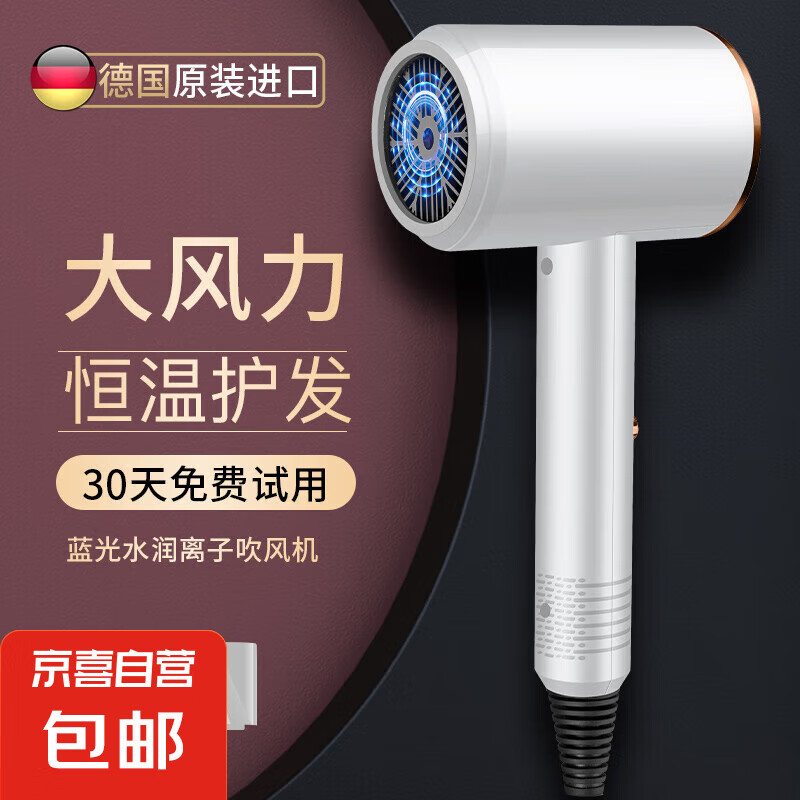 电吹风机家用宿舍学生负离子蓝色护发大风力冷热风吹风筒 象牙白 蓝光护发颜值款 21.9元