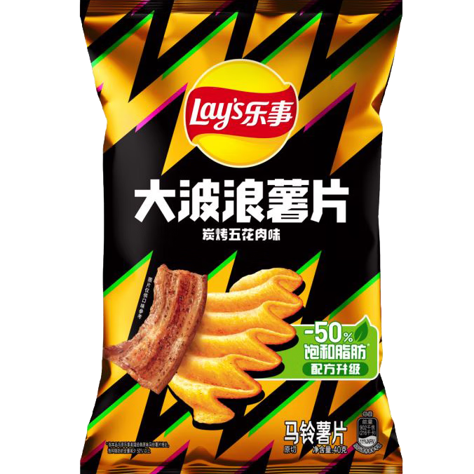 乐事 经典/大波浪/奇多系薯片 玉米棒40g/50g 单袋装办公室休闲零食 大波浪碳烤五花肉味40克 4.99元