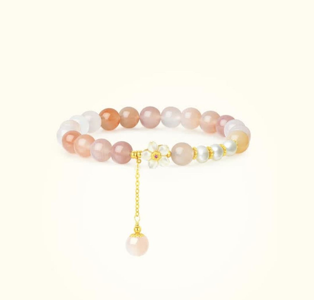 周大生 玛瑙手串桃花手链S925银女 元气桃桃手串 券后94.33元