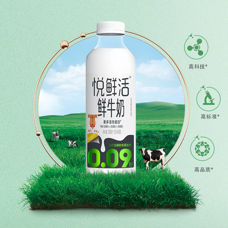 悦鲜活 牛奶 780ml 14.32元