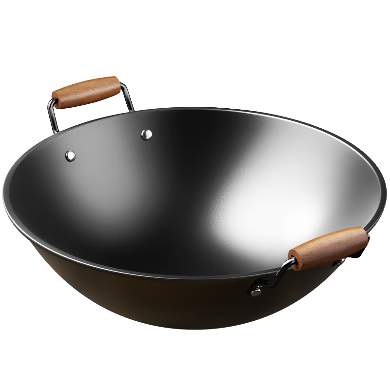 PLUS会员: 传世家徽 铁锅双耳炒锅无涂层 圆底+锅盖 已开锅 38cm 69.5元包邮（需凑单）