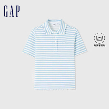 Gap 女装2024夏季新款罗纹高弹花边polo领短袖针织衫女友T465241