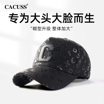 CACUSS 棒球帽子男大头围鸭舌帽户外登山钓鱼太阳帽 黑色中号