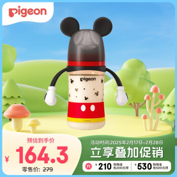 贝亲 自然实感第3代迪士尼系列 PPSU奶瓶 240ml 经典米奇 L 6月+