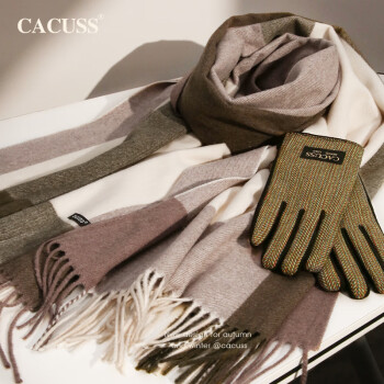 CACUSS 围巾女冬季保暖护颈韩版流苏外搭披肩手套高级感礼盒装