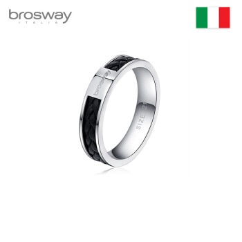 Brosway 宝思薇欧美轻奢个性时尚简约潮搭编织牛皮男戒指饰品礼物送男友 黑酷 61mm   BHW31B 21#