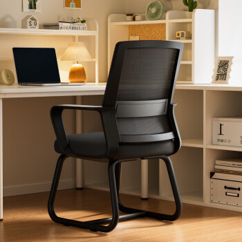 姗姗木艺 人体工学电脑椅 黑框黑网 弓形腿