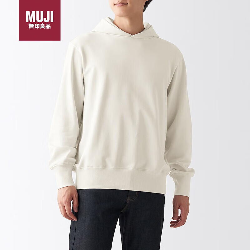 MUJI 無印良品 无印良品(MUJI)男式 紧密织毛圈 套头卫衣 连帽卫衣 ABI09A2A 浅灰色 S 85元