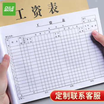 递乐文具 递乐 工资表定制工资发放表薪水表工资发放表登记表薪水表薪资256*188mm30张/本 4441 (3本装)