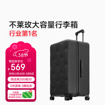 不莱玫 行李箱拉杆箱旅行箱子大容量女学生男出国托运密码箱26英寸 黑色