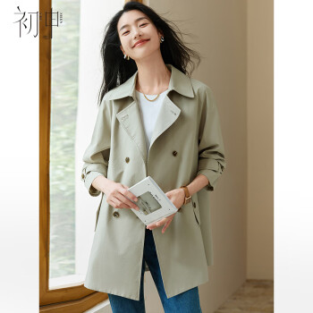 初申 女士双排扣风衣 S143U8002