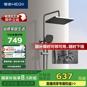 恒洁 淋浴花洒套装 铜合金主体智能自动除垢花洒全套HMF951-333B-SH