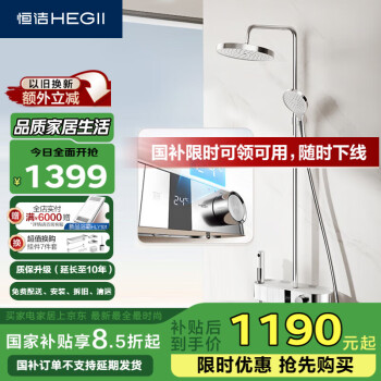 恒洁 Y65系列 HMF942-333 数显四功能花洒套装 银色