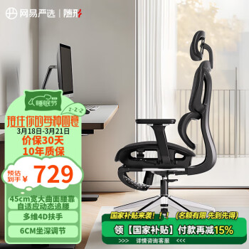 网易严选 小蛮腰系列 S9 Pro 人体工学电脑椅 黑色 带搁脚款